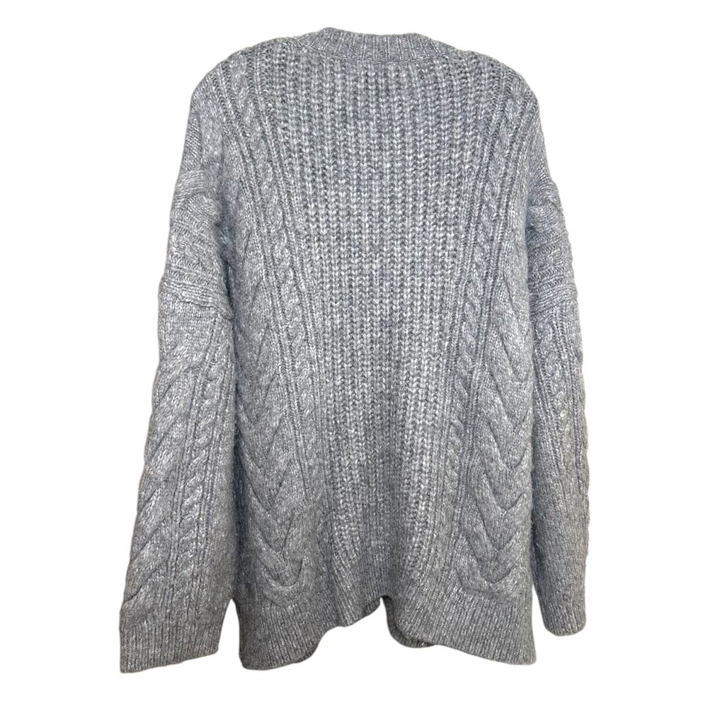Helsa, Women's 'Serena' Cable Knit Cardigan, Oversized, Heather Gray, Medium - Picture 3 of 12
